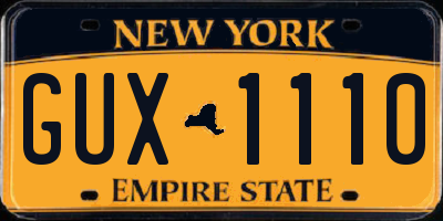 NY license plate GUX1110