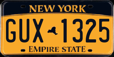 NY license plate GUX1325
