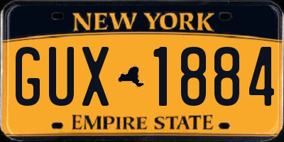 NY license plate GUX1884