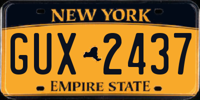 NY license plate GUX2437