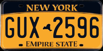 NY license plate GUX2596