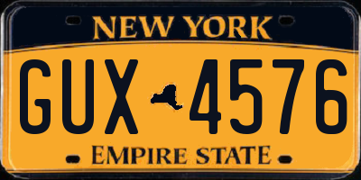 NY license plate GUX4576