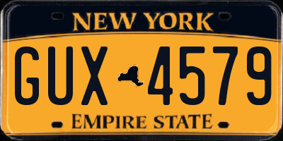 NY license plate GUX4579