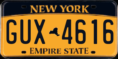 NY license plate GUX4616