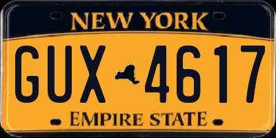 NY license plate GUX4617