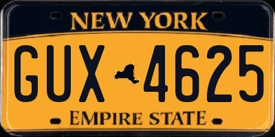 NY license plate GUX4625