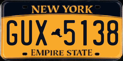 NY license plate GUX5138