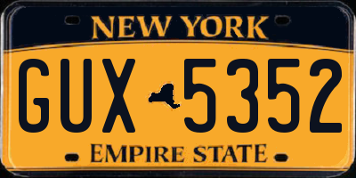 NY license plate GUX5352