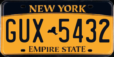 NY license plate GUX5432