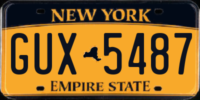 NY license plate GUX5487