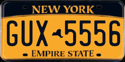 NY license plate GUX5556