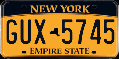 NY license plate GUX5745