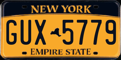 NY license plate GUX5779