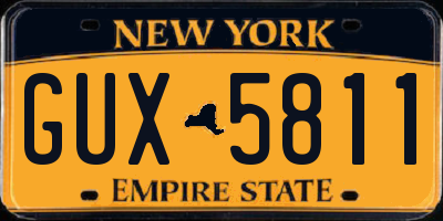 NY license plate GUX5811