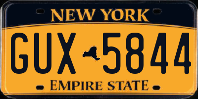 NY license plate GUX5844