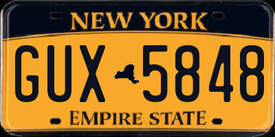 NY license plate GUX5848
