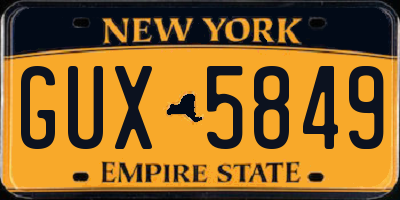 NY license plate GUX5849