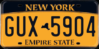NY license plate GUX5904