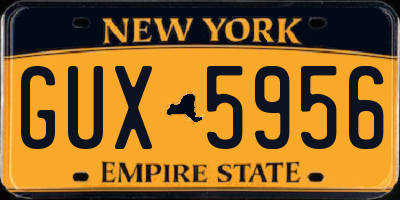 NY license plate GUX5956