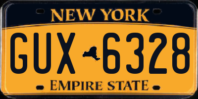 NY license plate GUX6328