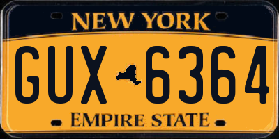 NY license plate GUX6364