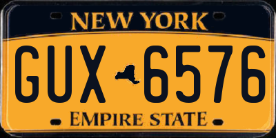 NY license plate GUX6576