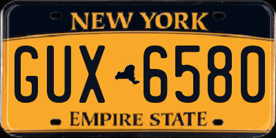 NY license plate GUX6580