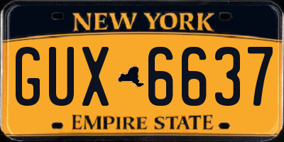 NY license plate GUX6637