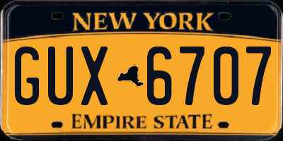 NY license plate GUX6707