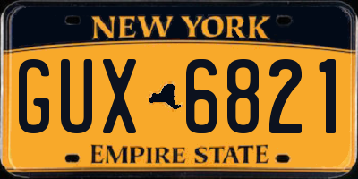 NY license plate GUX6821