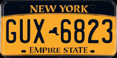 NY license plate GUX6823