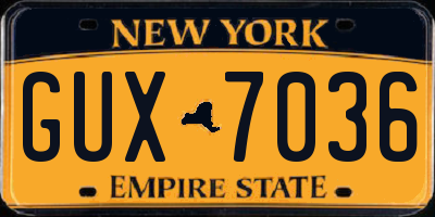 NY license plate GUX7036