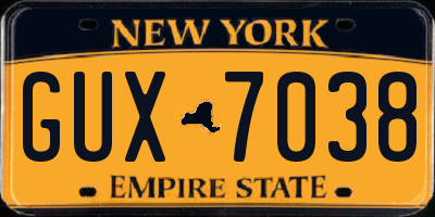 NY license plate GUX7038