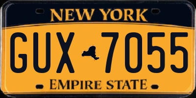 NY license plate GUX7055