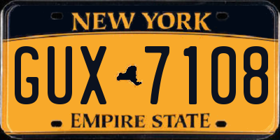 NY license plate GUX7108