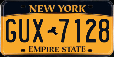 NY license plate GUX7128