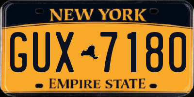 NY license plate GUX7180