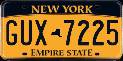 NY license plate GUX7225