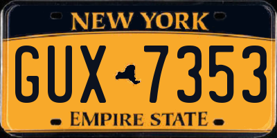 NY license plate GUX7353
