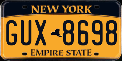 NY license plate GUX8698