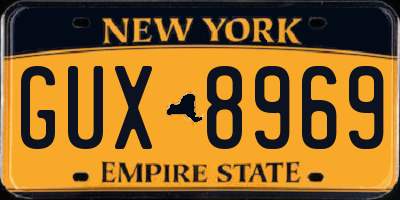 NY license plate GUX8969