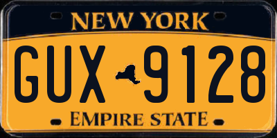 NY license plate GUX9128
