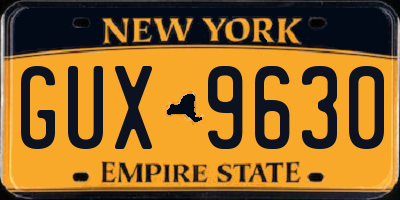 NY license plate GUX9630