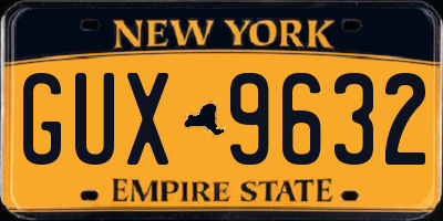 NY license plate GUX9632