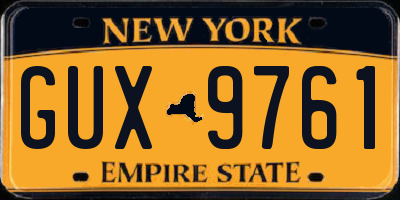 NY license plate GUX9761