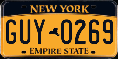 NY license plate GUY0269