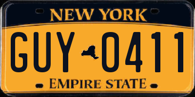 NY license plate GUY0411