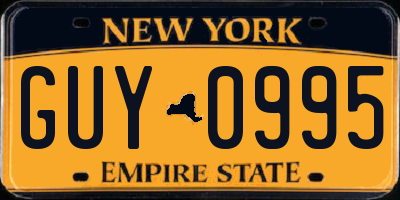 NY license plate GUY0995
