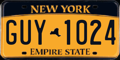 NY license plate GUY1024