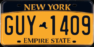 NY license plate GUY1409
